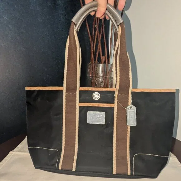 Coach | Bags | Vintage Y2k Coach Hamptons Nylon Tote Bag Black 626